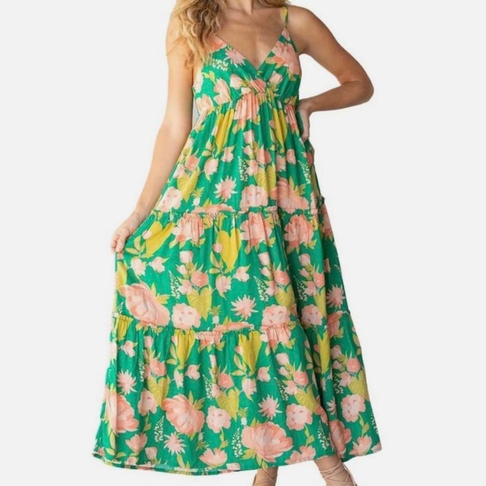 Floral Green Maxi Dress Natural Live